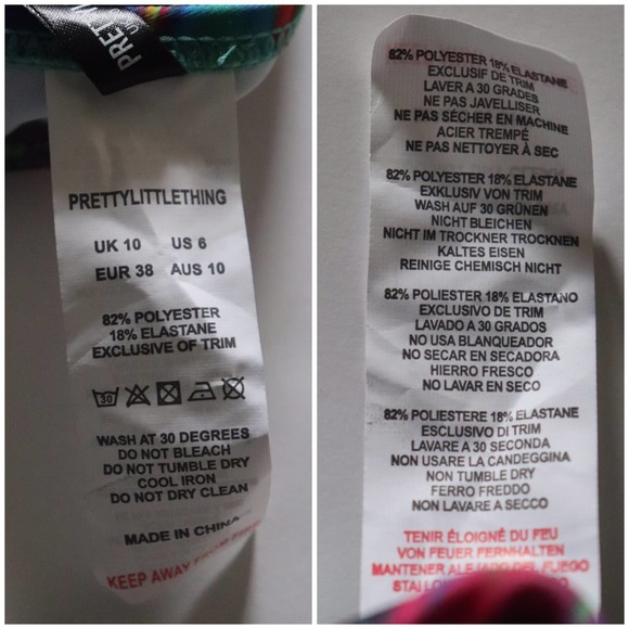 PrettyLittleThing Multi Abstract Print Underwired Bikini Top Size 6 NWT - Picture 9 of 12